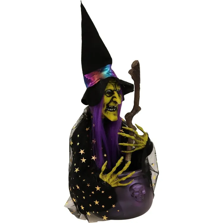 17.3" Animated Witch and Cauldron