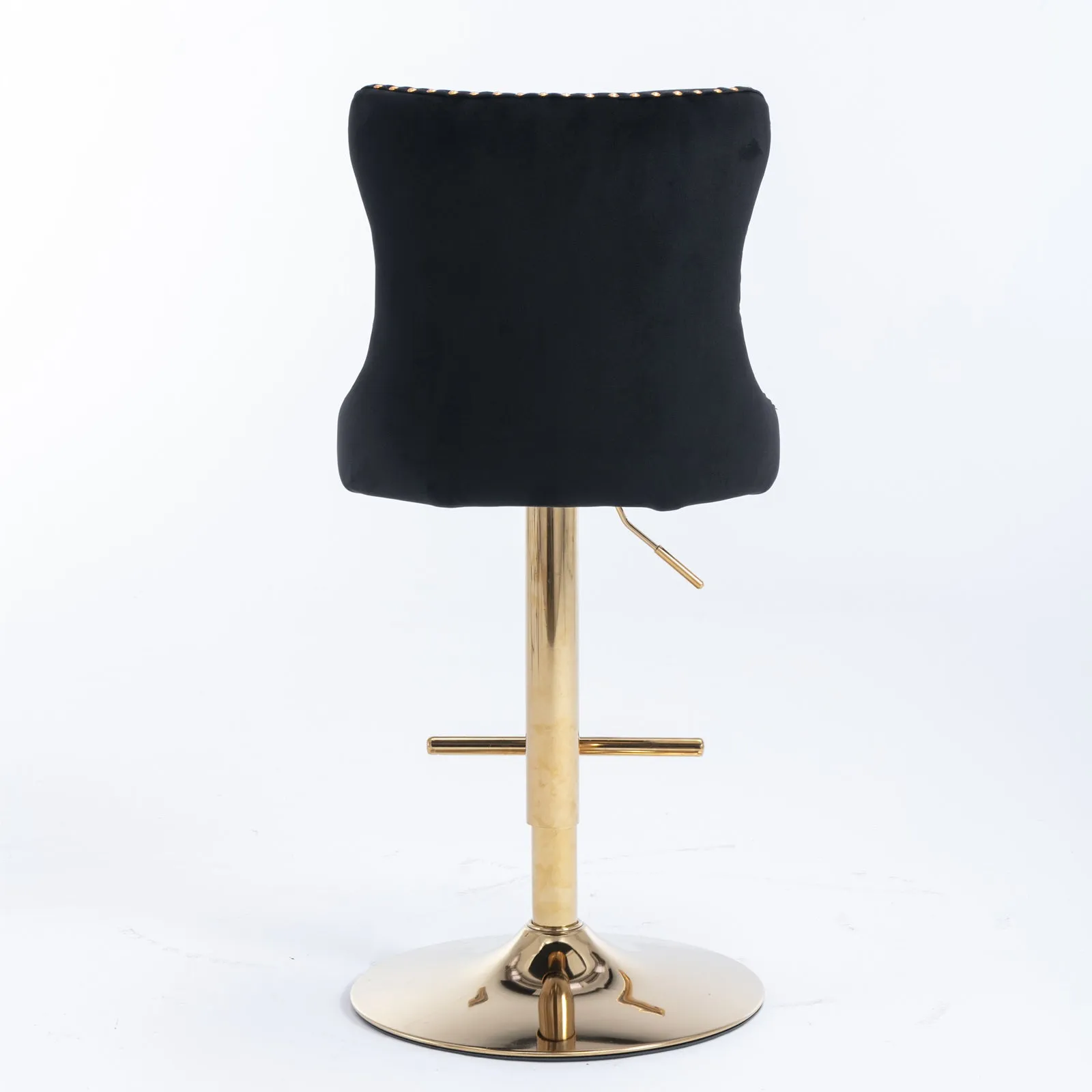 2-Pack Black Velvet Swivel Barstools, Golden Base, Tufted - 18" x 18.1" x 45.6"