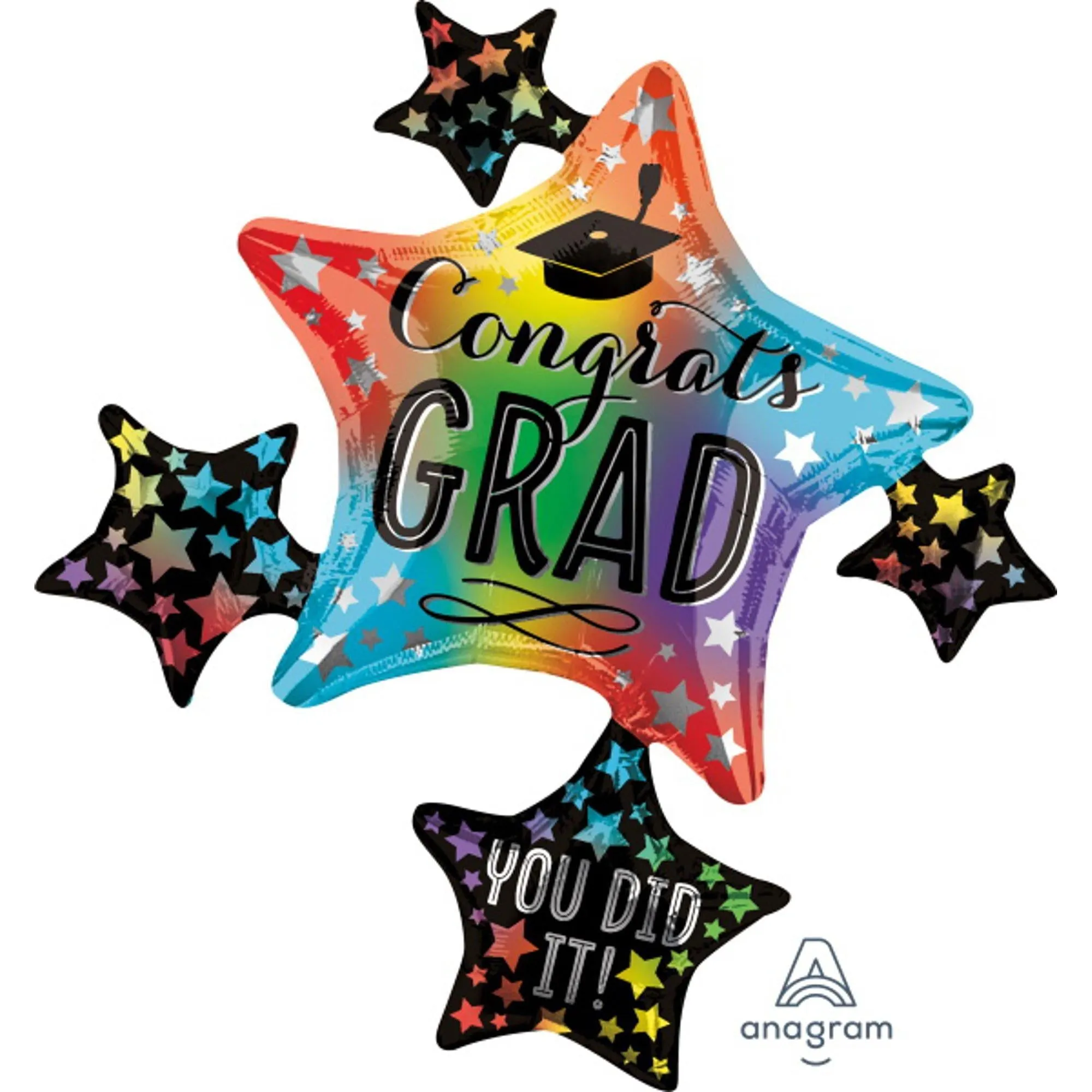 35" Colorful Congrats Grad Cluster Balloon (3/Pk)