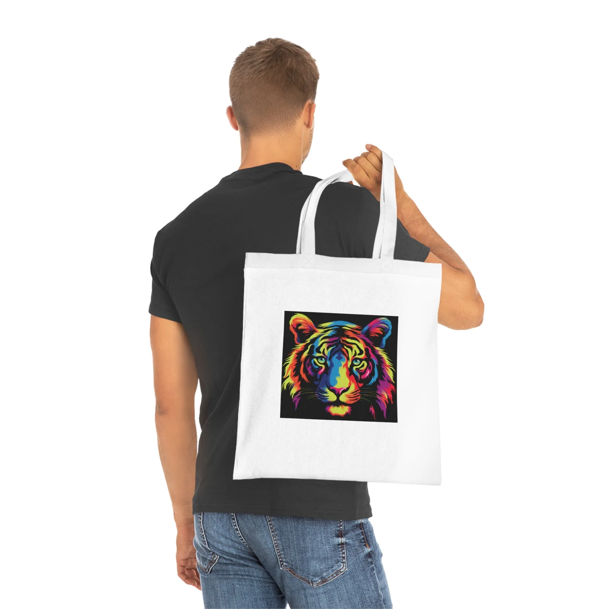 Abstract Tiger Printed Canvas Tote Bag