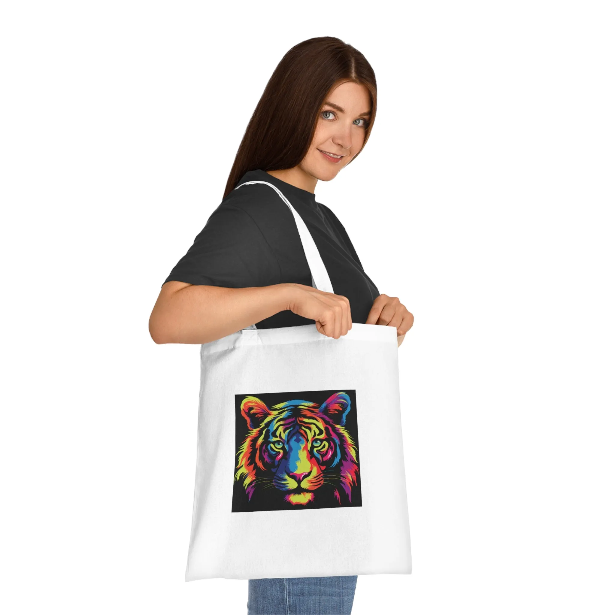 Abstract Tiger Printed Canvas Tote Bag