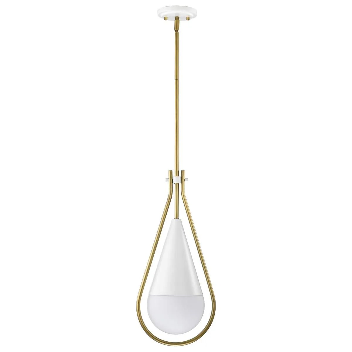 Admiral 10 in. Pendant Light Matte White and Natural Brass Finish