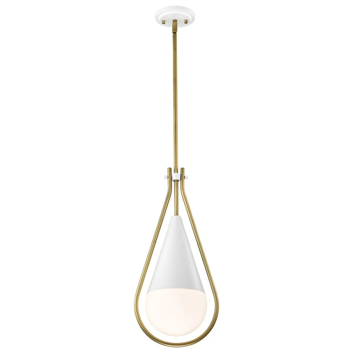 Admiral 10 in. Pendant Light Matte White and Natural Brass Finish