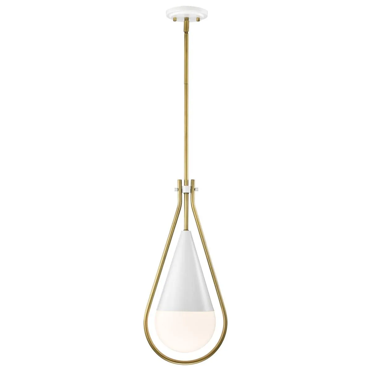 Admiral 10 in. Pendant Light Matte White and Natural Brass Finish