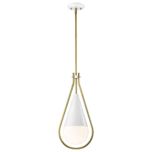 Admiral 10 in. Pendant Light Matte White and Natural Brass Finish