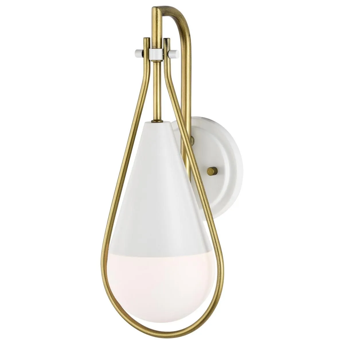 Admiral 15 in. Wall Sconce Matte White and Natural Brass Finish