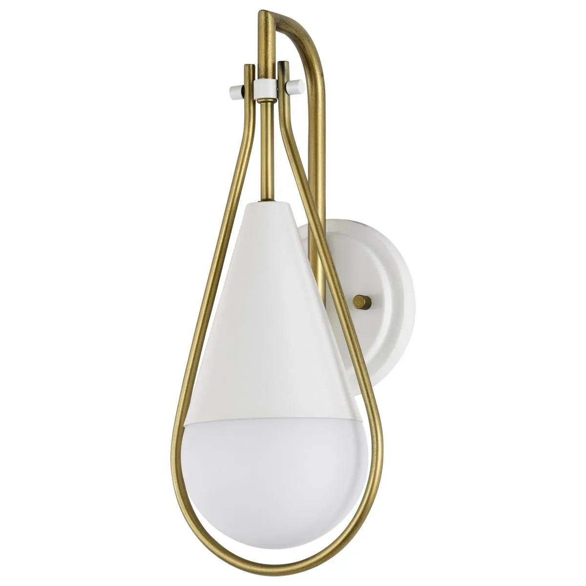 Admiral 15 in. Wall Sconce Matte White and Natural Brass Finish