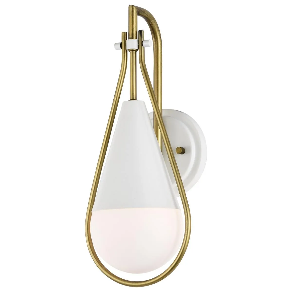 Admiral 15 in. Wall Sconce Matte White and Natural Brass Finish