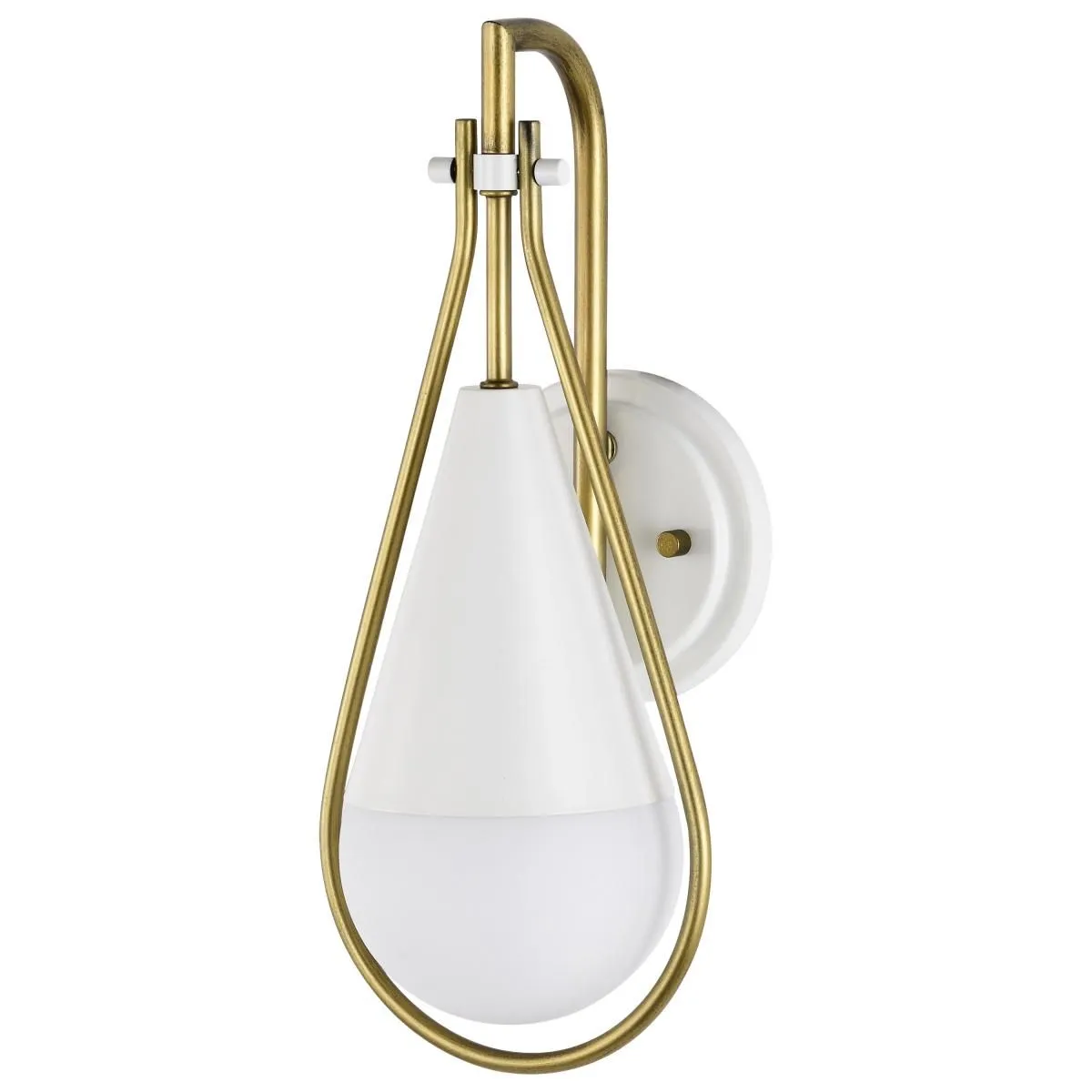 Admiral 15 in. Wall Sconce Matte White and Natural Brass Finish