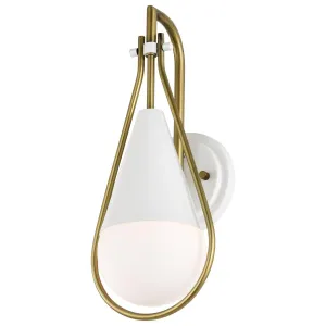 Admiral 15 in. Wall Sconce Matte White and Natural Brass Finish