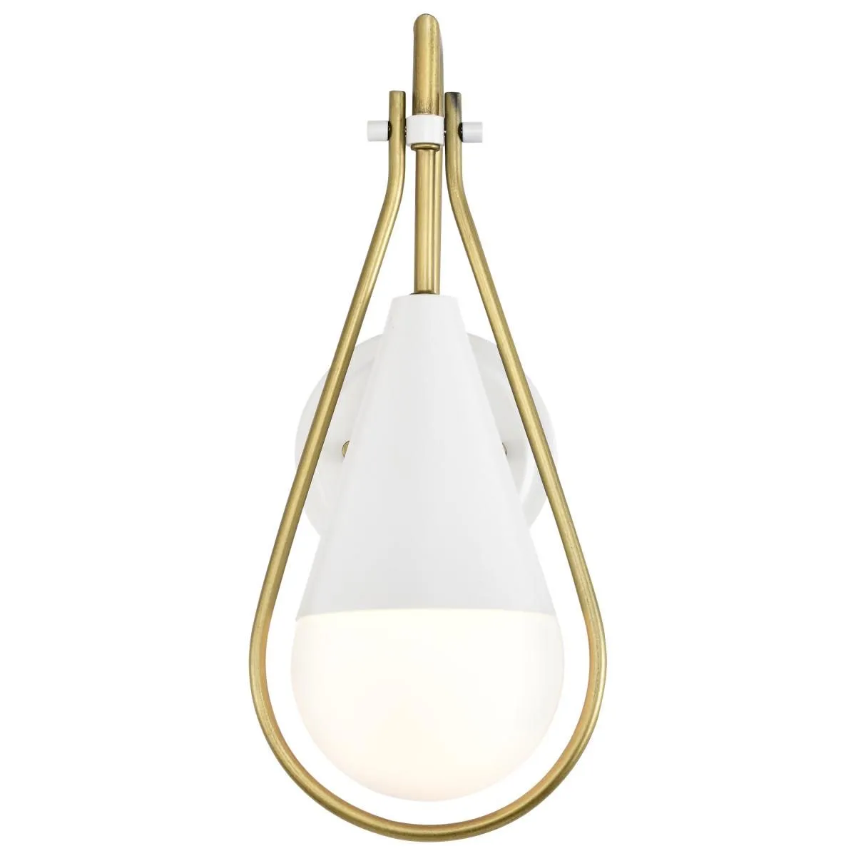 Admiral 15 in. Wall Sconce Matte White and Natural Brass Finish