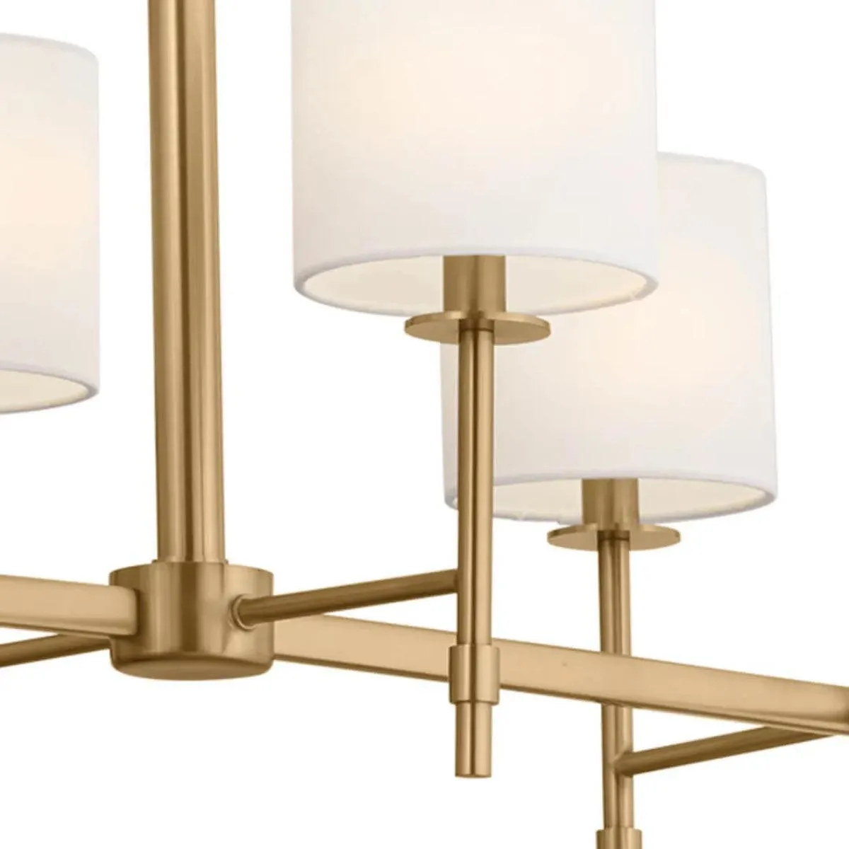 Ali 57" 10-Light Chandelier with Fabric Drum Shade, Brushed Natural Brass Finish