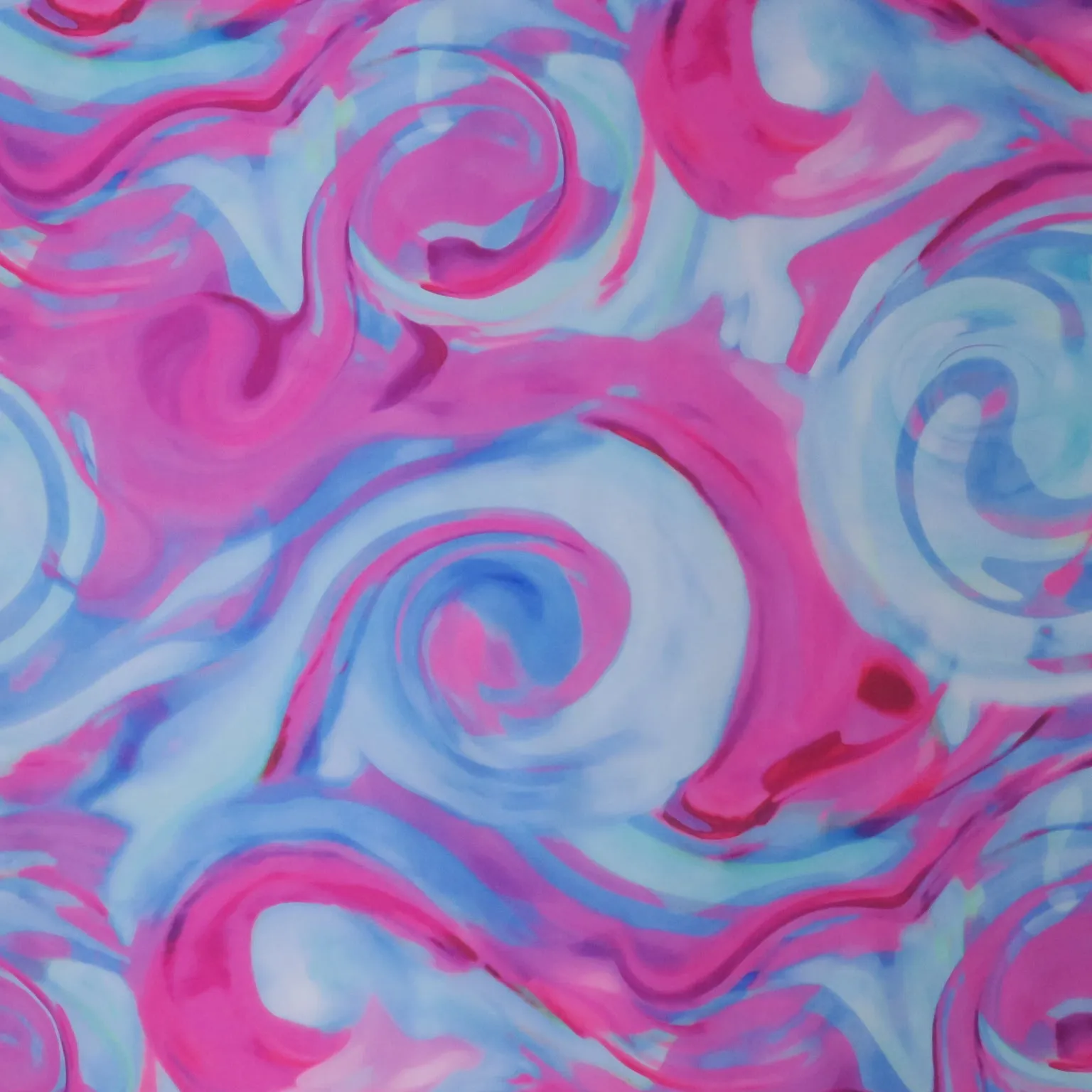 Aqua and Fuchsia Water Color Abstract Art Printed Silk Chiffon Fabric