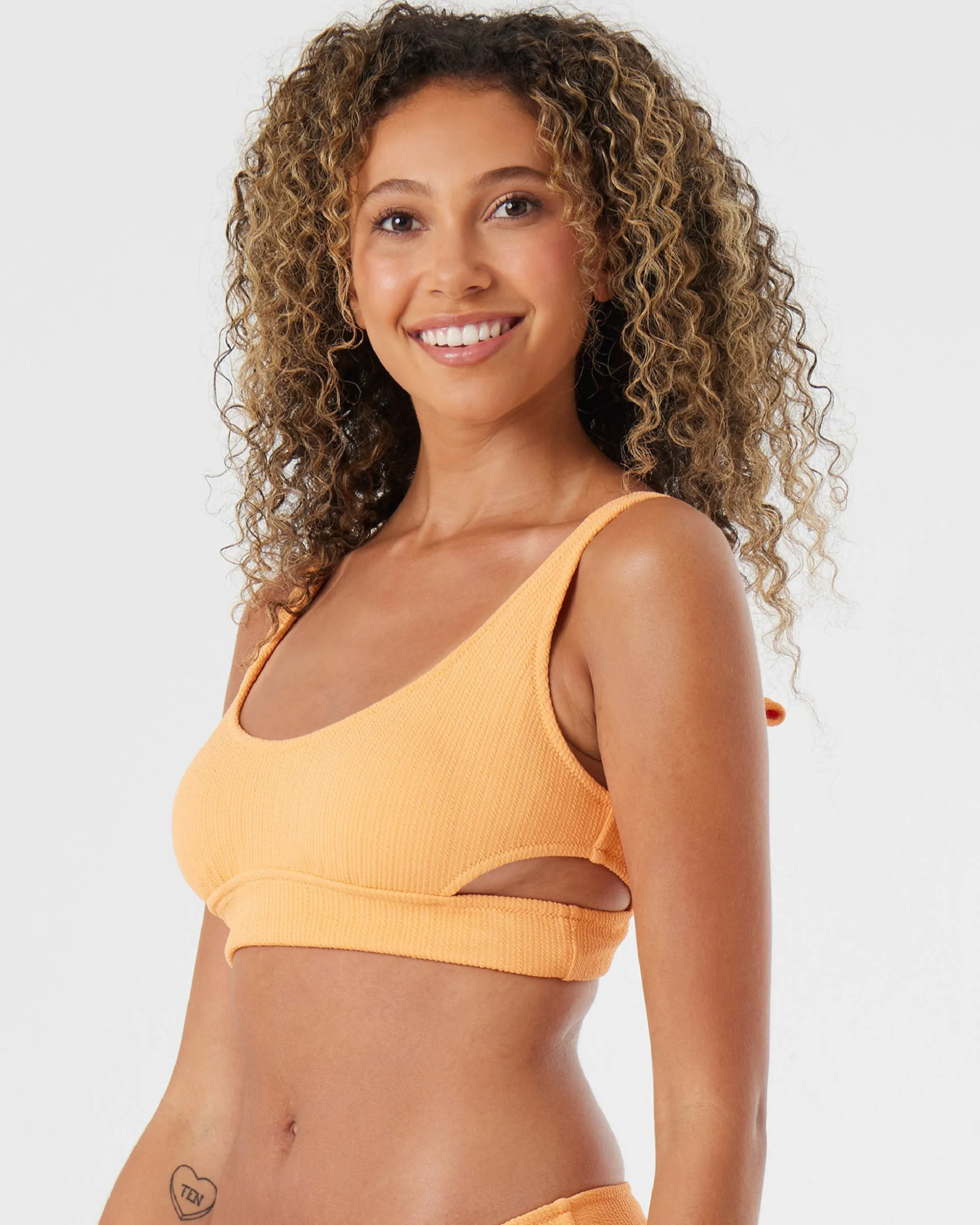 Aruba Cut Out Bralette Bikini Top - Papaya