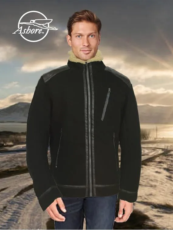 ASHORE MENS BLACK WIND/RAIN PROOF SWEATER DRIVERS JACKET