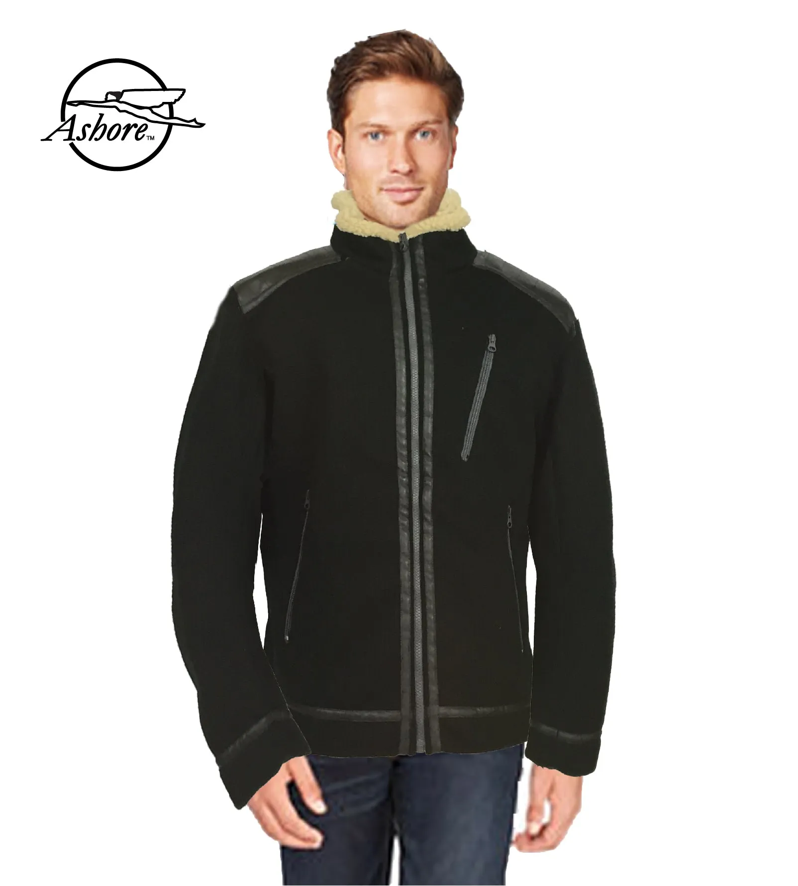 ASHORE MENS BLACK WIND/RAIN PROOF SWEATER DRIVERS JACKET