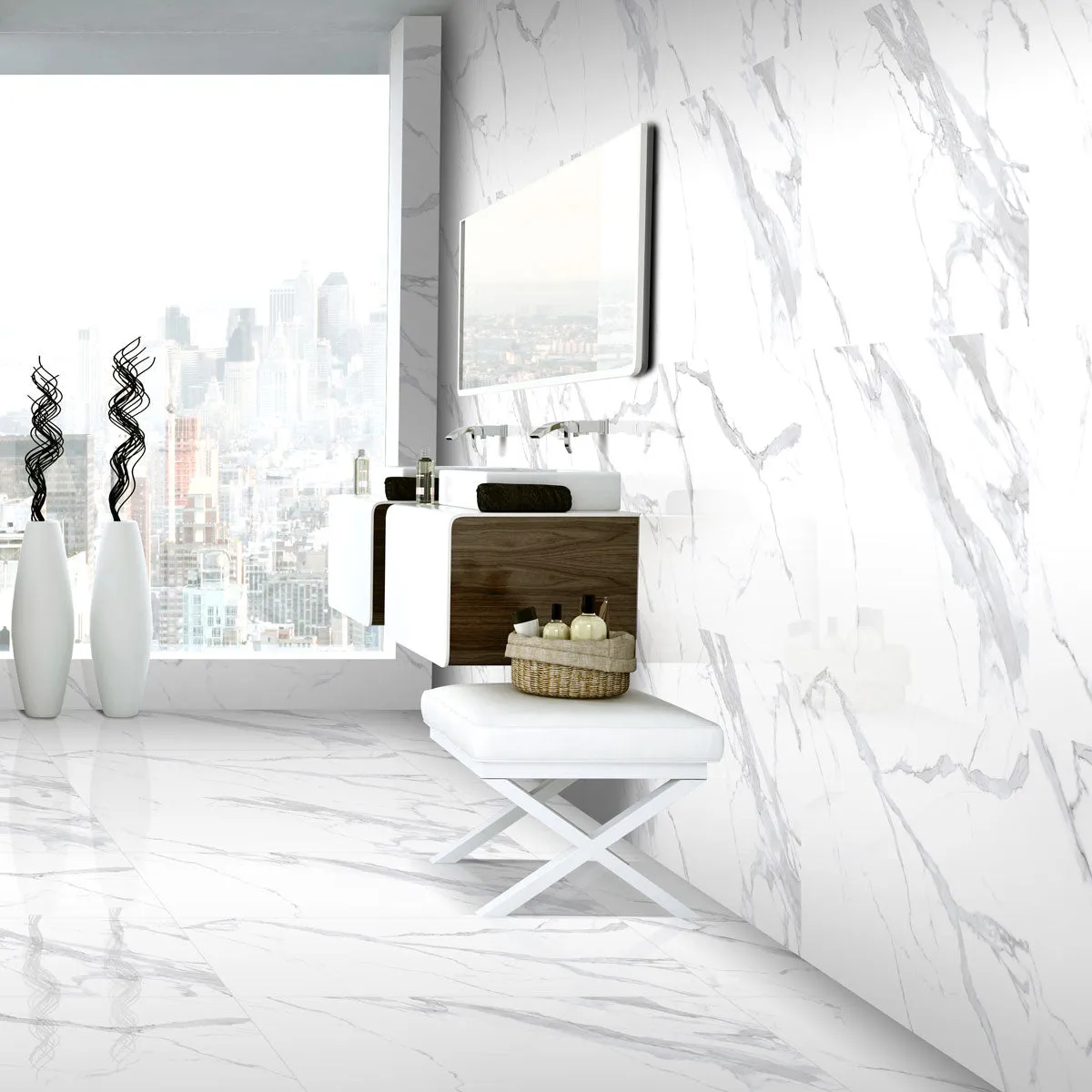 Azra Statuario Smoke 24x48 Large Format Porcelain Tile