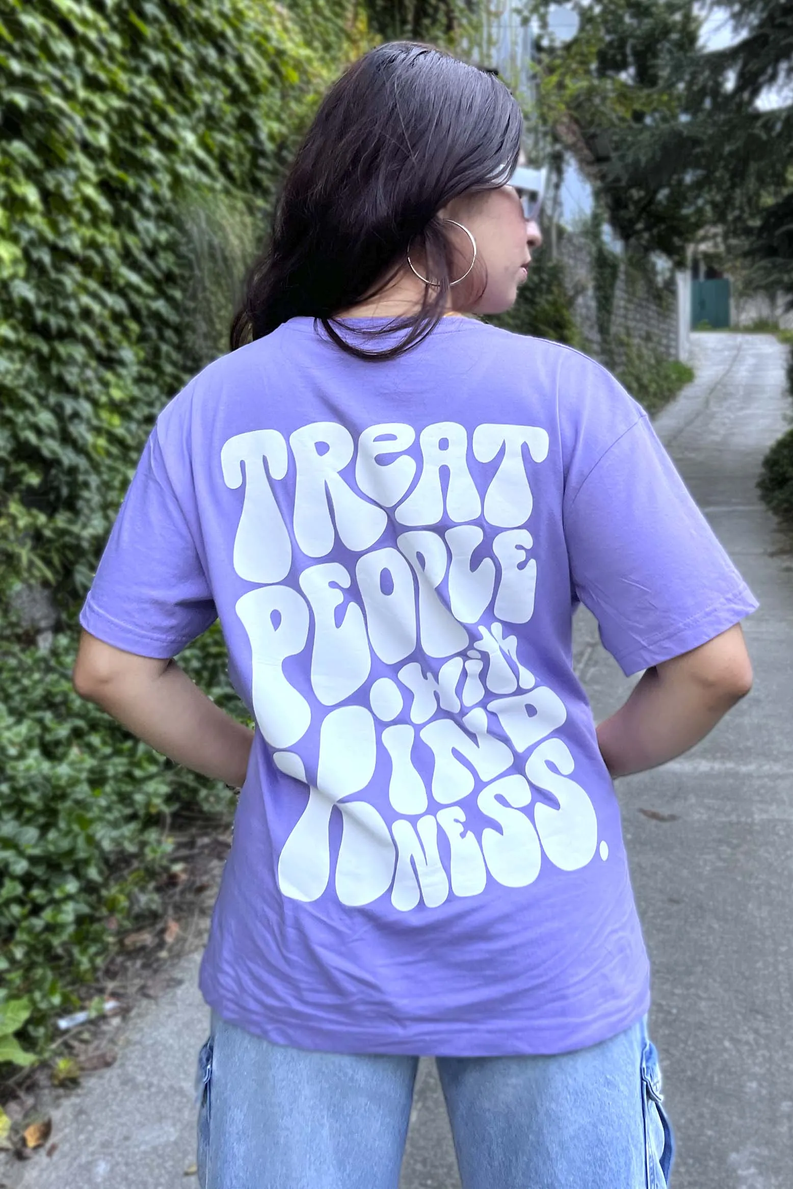 Back Print Kindness Lilac Oversized Tshirt