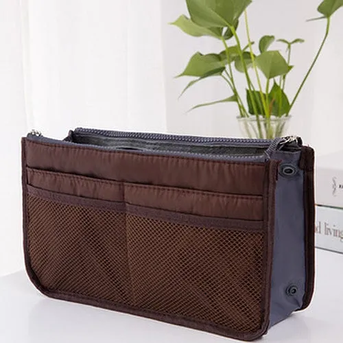 Bag Organiser Insert with 13 Pockets and Zippers