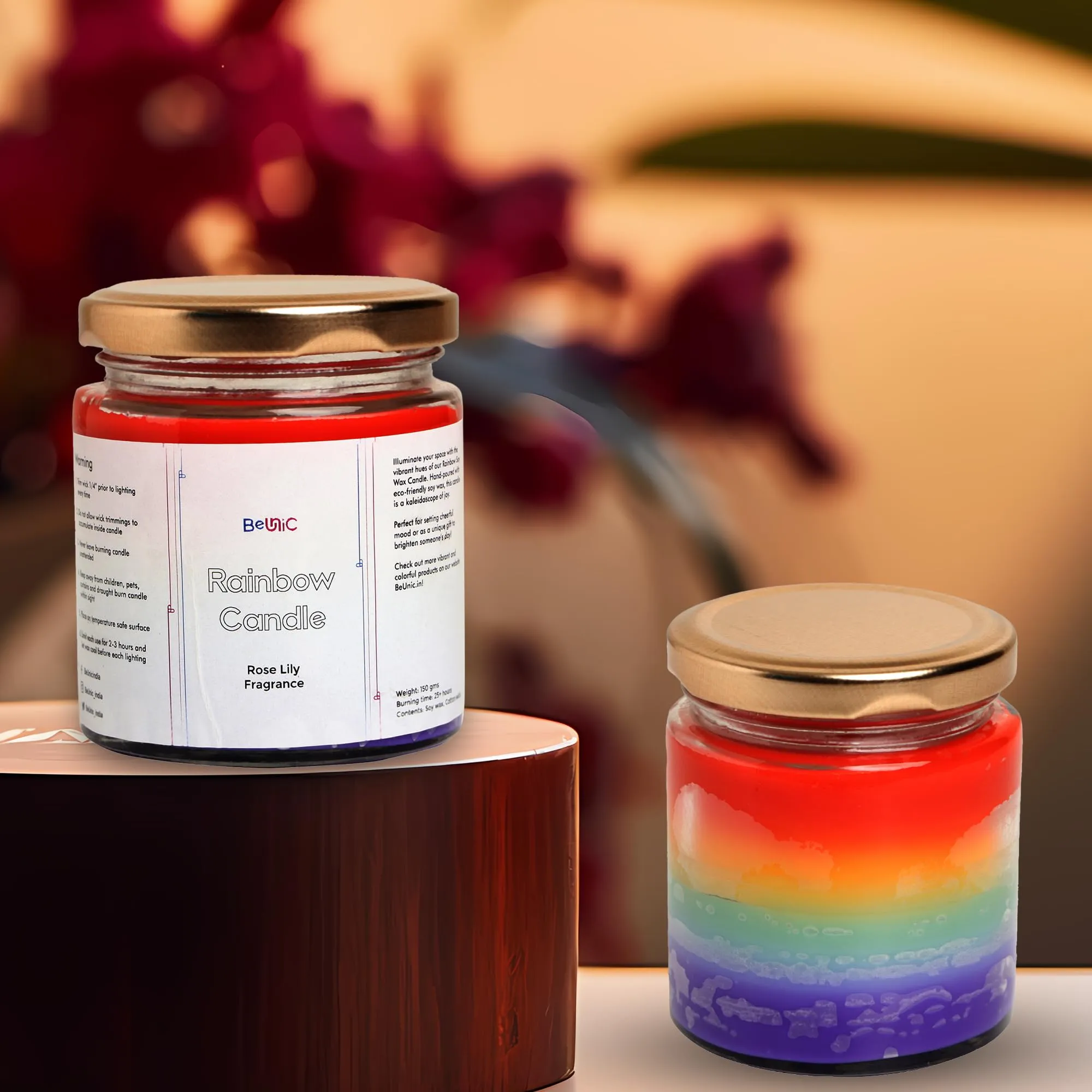 BEUNIC Rainbow Scented Jar Candle|Pride LGBTQ  Fragrance|Birthday Gift|Home Decor|Candle for Rainbow Enthusiasts| Pack of 2