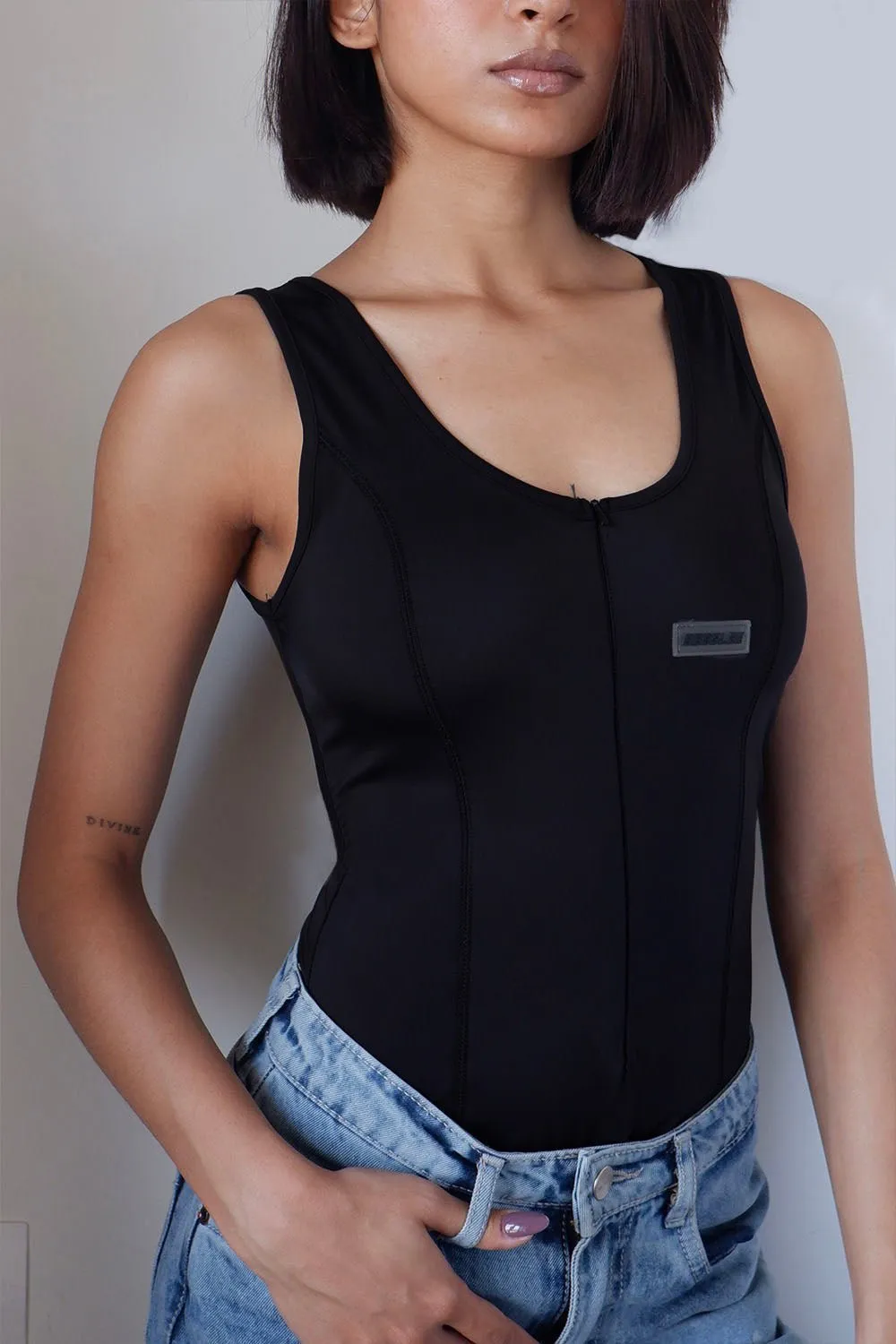 Black Nyx Zip Up Bodysuit