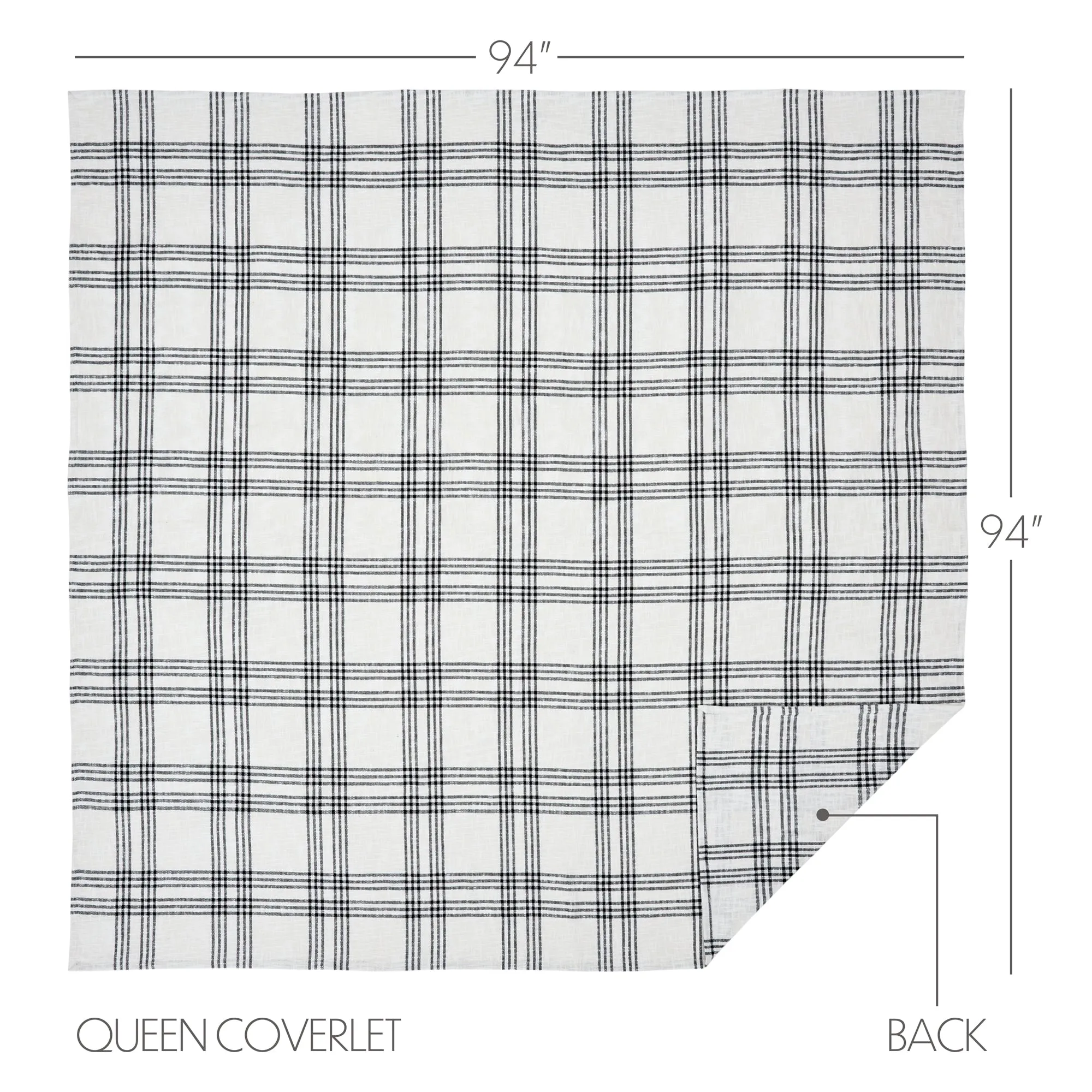 Black Plaid Queen Coverlet 94x94