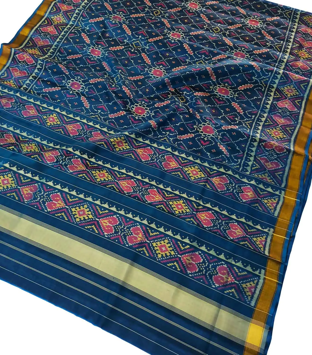 Blue Handloom Patola Silk Ikat Saree