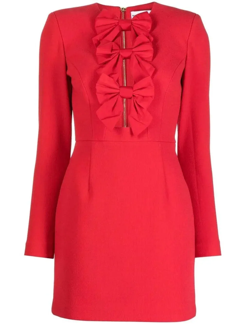 Bow-Embellished Scarlet Red Mini Dress