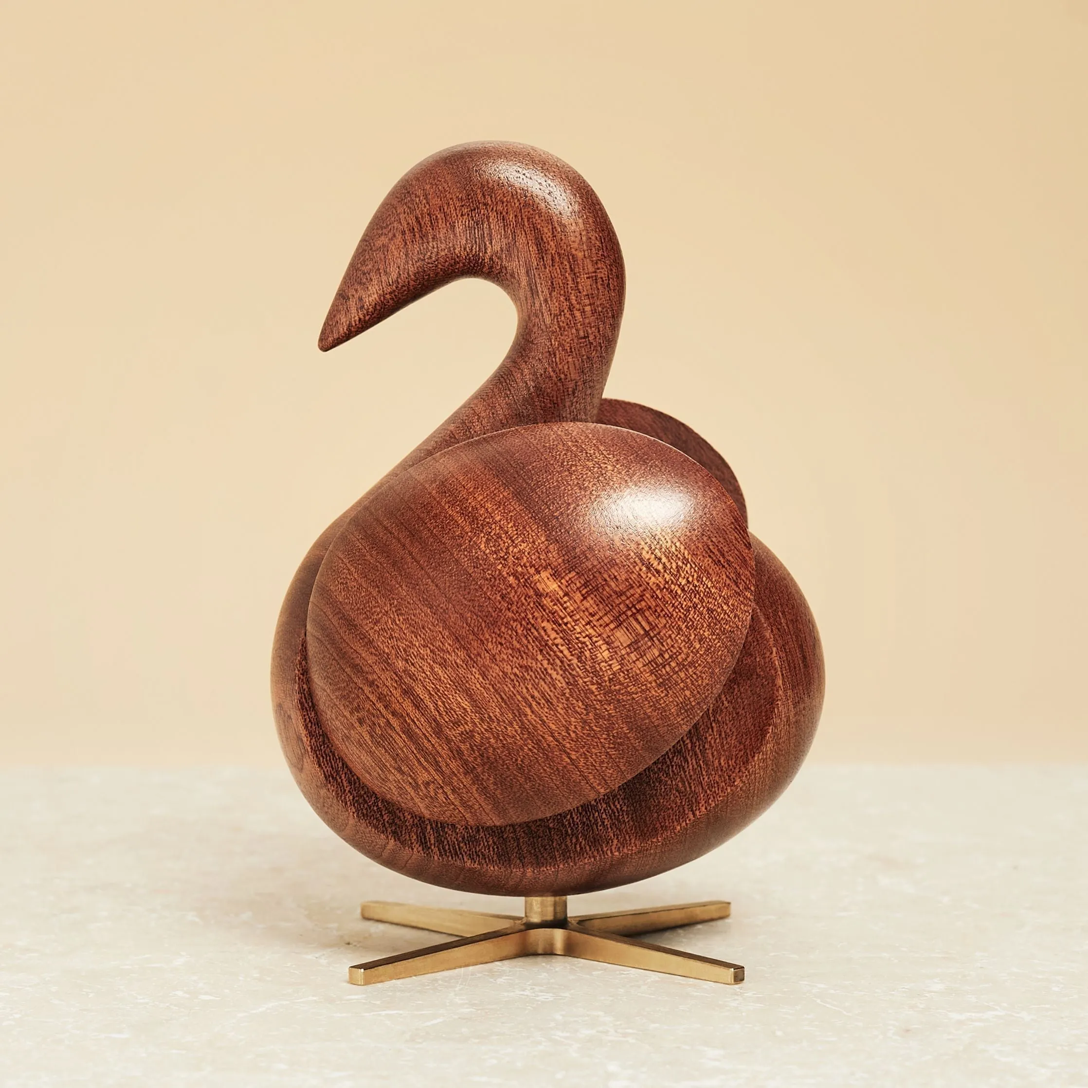 Brainchild Of The Swan Wooden Figure Mahogany, Brass Base