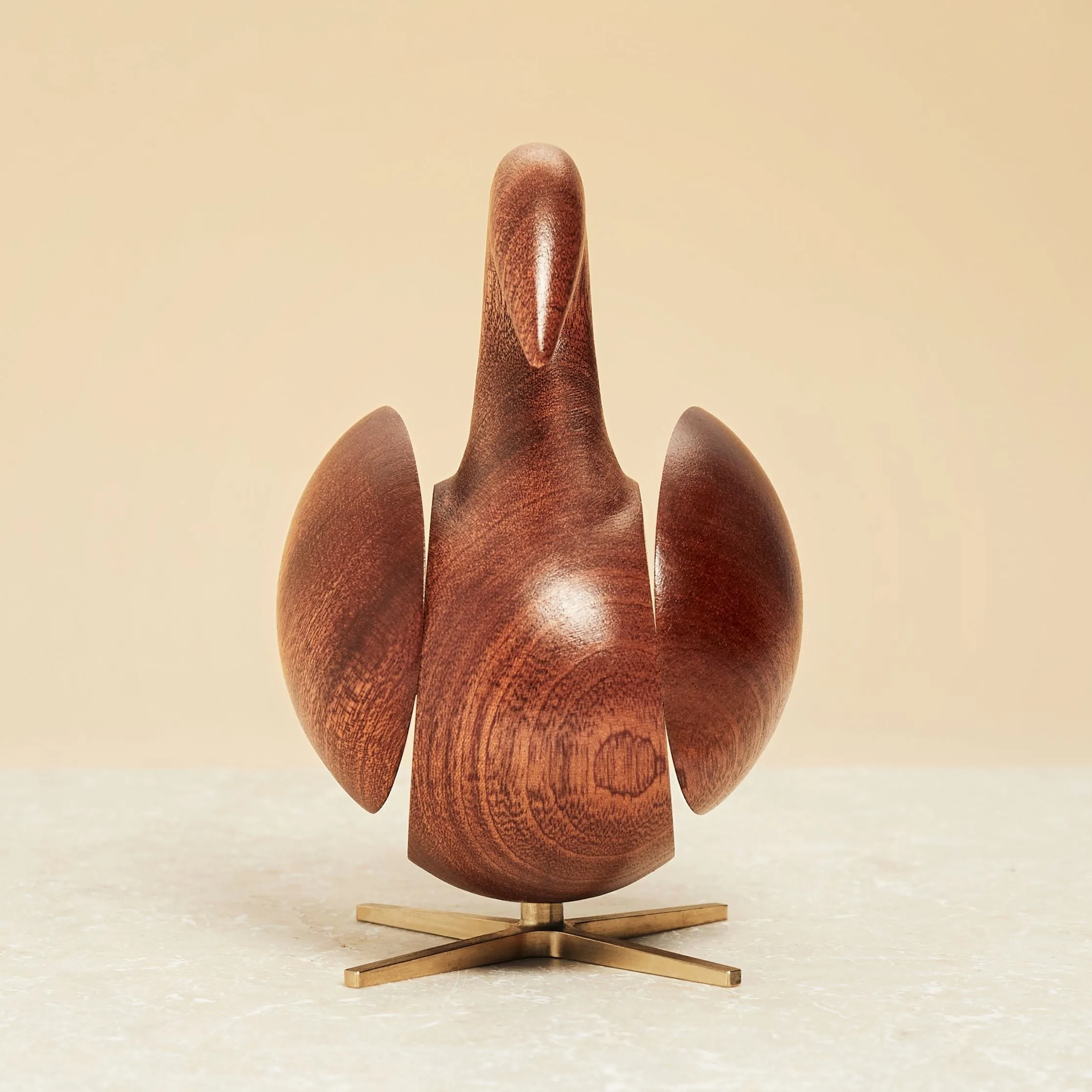 Brainchild Of The Swan Wooden Figure Mahogany, Brass Base