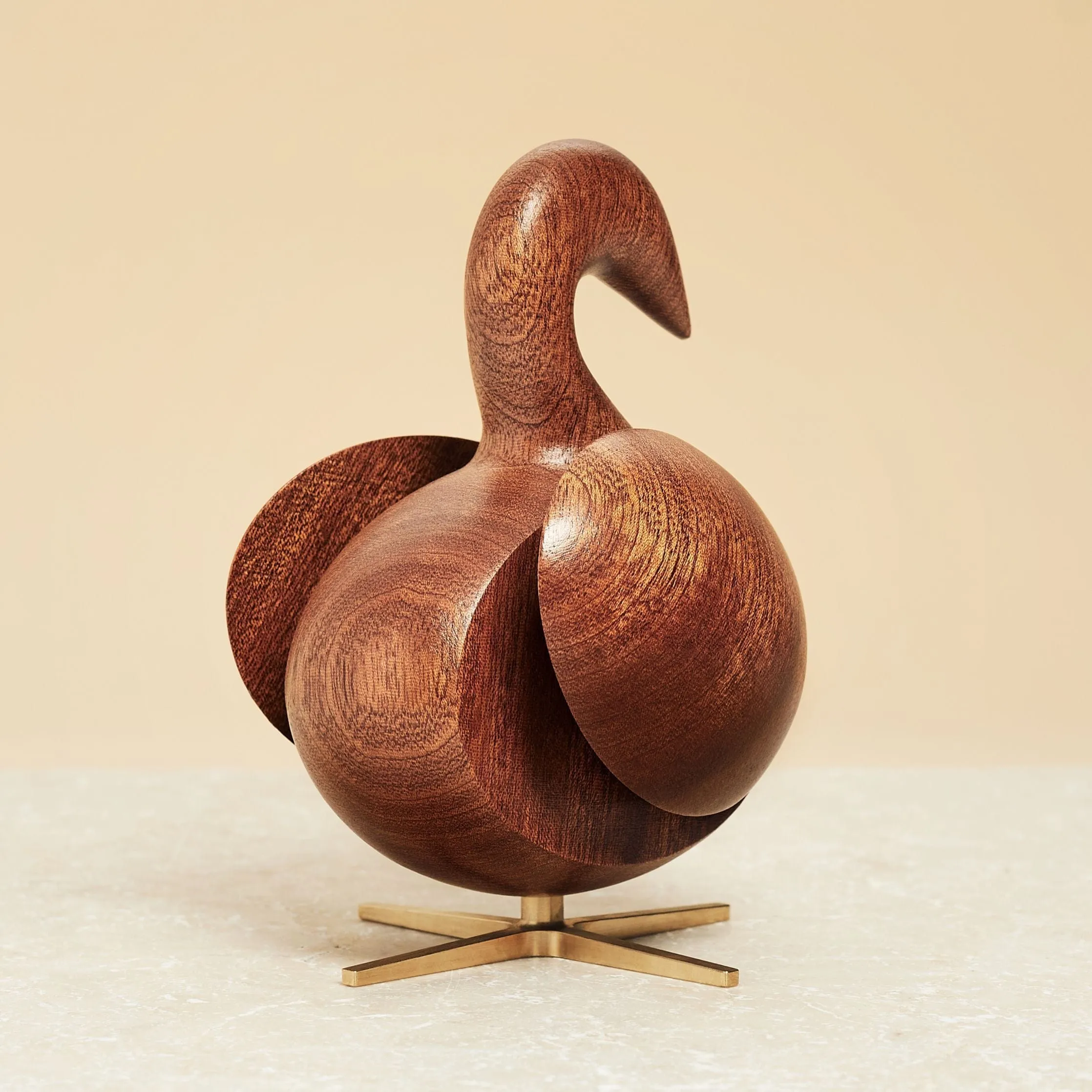 Brainchild Of The Swan Wooden Figure Mahogany, Brass Base