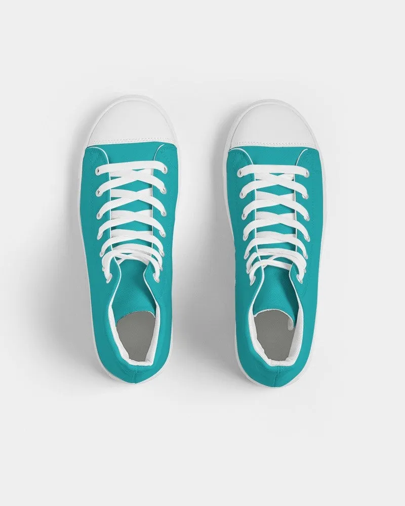 Bright Green Cyan Men's High-top Canvas Sneakers | Men's | Bright Pure Green Cyan | C100M0Y38K0