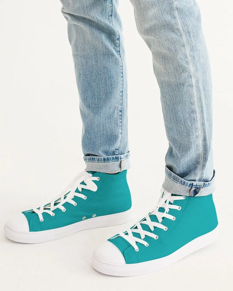 Bright Green Cyan Men's High-top Canvas Sneakers | Men's | Bright Pure Green Cyan | C100M0Y38K0