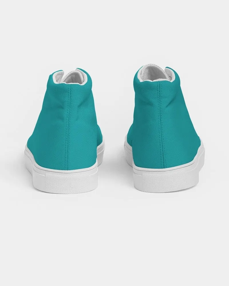 Bright Green Cyan Men's High-top Canvas Sneakers | Men's | Bright Pure Green Cyan | C100M0Y38K0