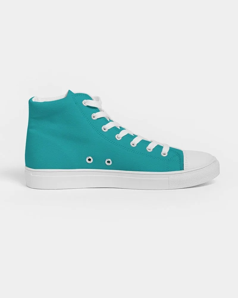 Bright Green Cyan Men's High-top Canvas Sneakers | Men's | Bright Pure Green Cyan | C100M0Y38K0