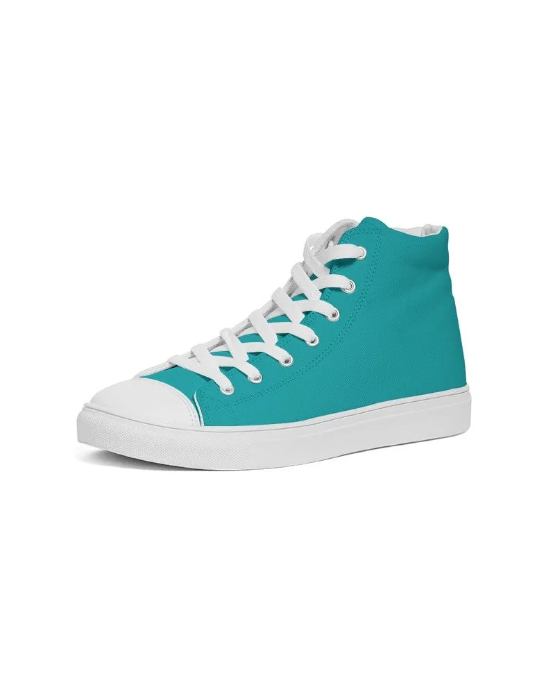 Bright Green Cyan Men's High-top Canvas Sneakers | Men's | Bright Pure Green Cyan | C100M0Y38K0