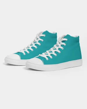 Bright Green Cyan Men's High-top Canvas Sneakers | Men's | Bright Pure Green Cyan | C100M0Y38K0