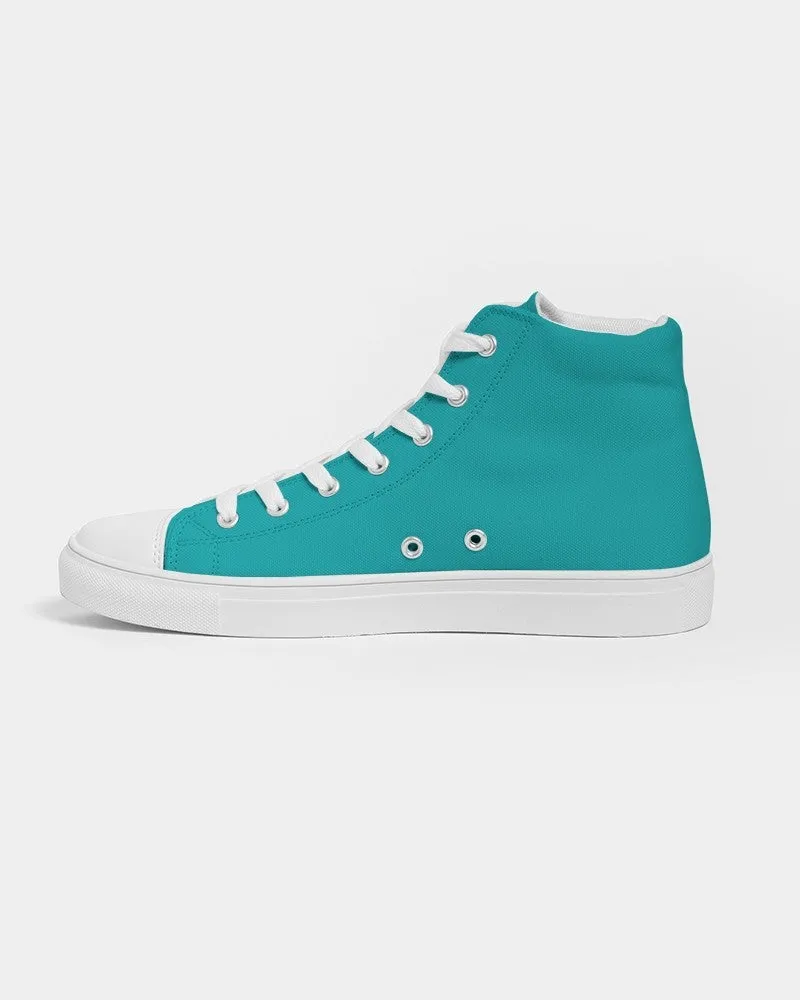 Bright Green Cyan Men's High-top Canvas Sneakers | Men's | Bright Pure Green Cyan | C100M0Y38K0