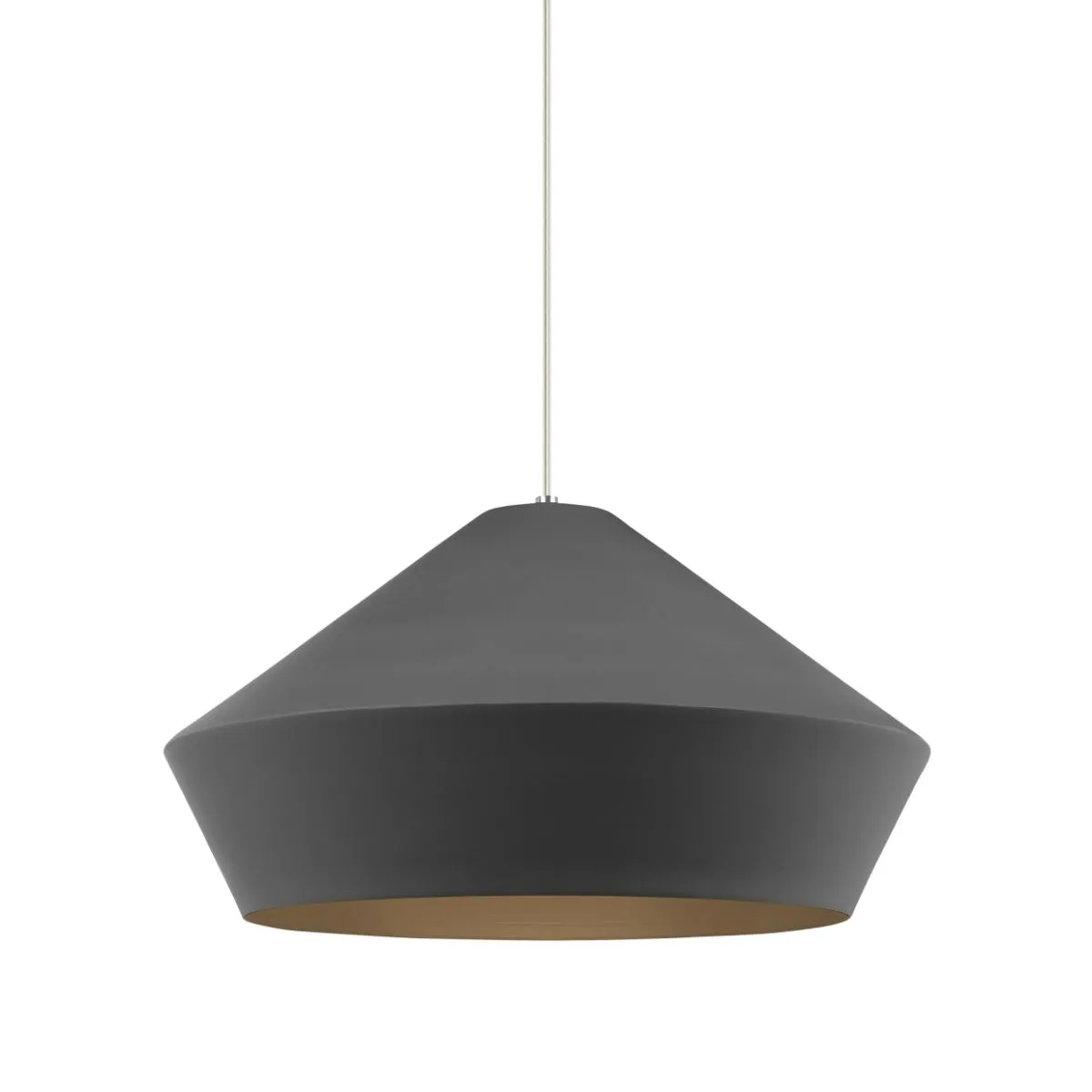 Brummel Grande 20 in. LED Pendant Light Satin Nickel Nickel Finish Charcoal Gray Shade