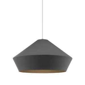 Brummel Grande 20 in. LED Pendant Light Satin Nickel Nickel Finish Charcoal Gray Shade