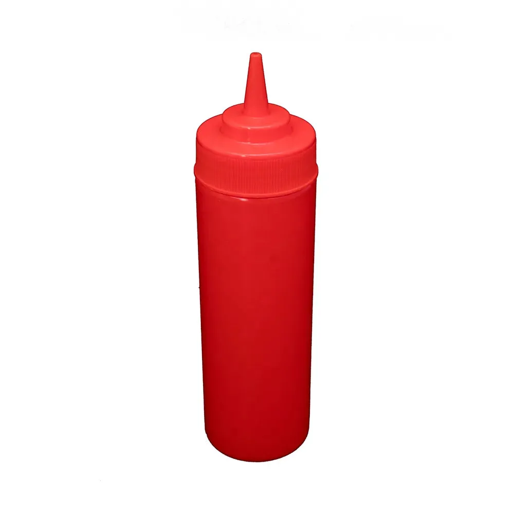 CAC China SQBT-W-12R Squeeze Bottle Wide-Mouth Red 12 Oz PKT of 12 Pcs