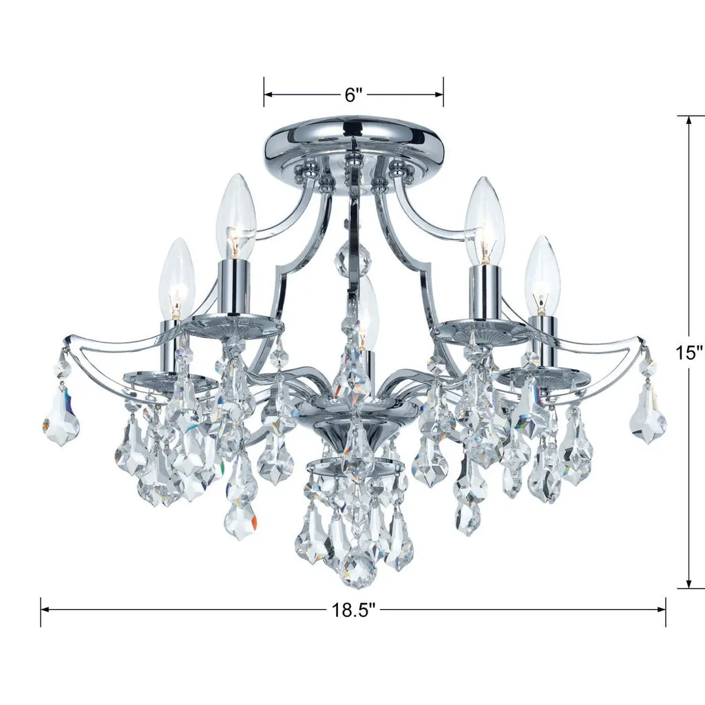 Cedar 5 Light Swarovski Strass Crystal Polished Chrome Semi Flush Mount