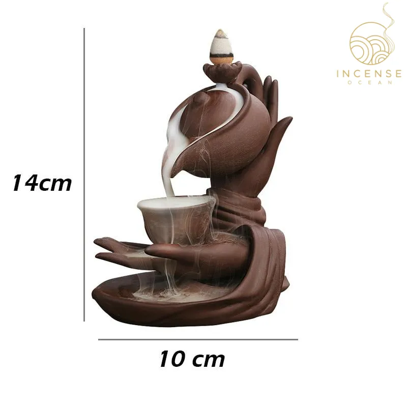 Ceramic Hand Censer Waterfall Incense Burner by incenseocean