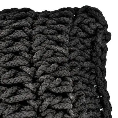 Chic Black Rope Cushion – Sophisticated Comfort for Every Space