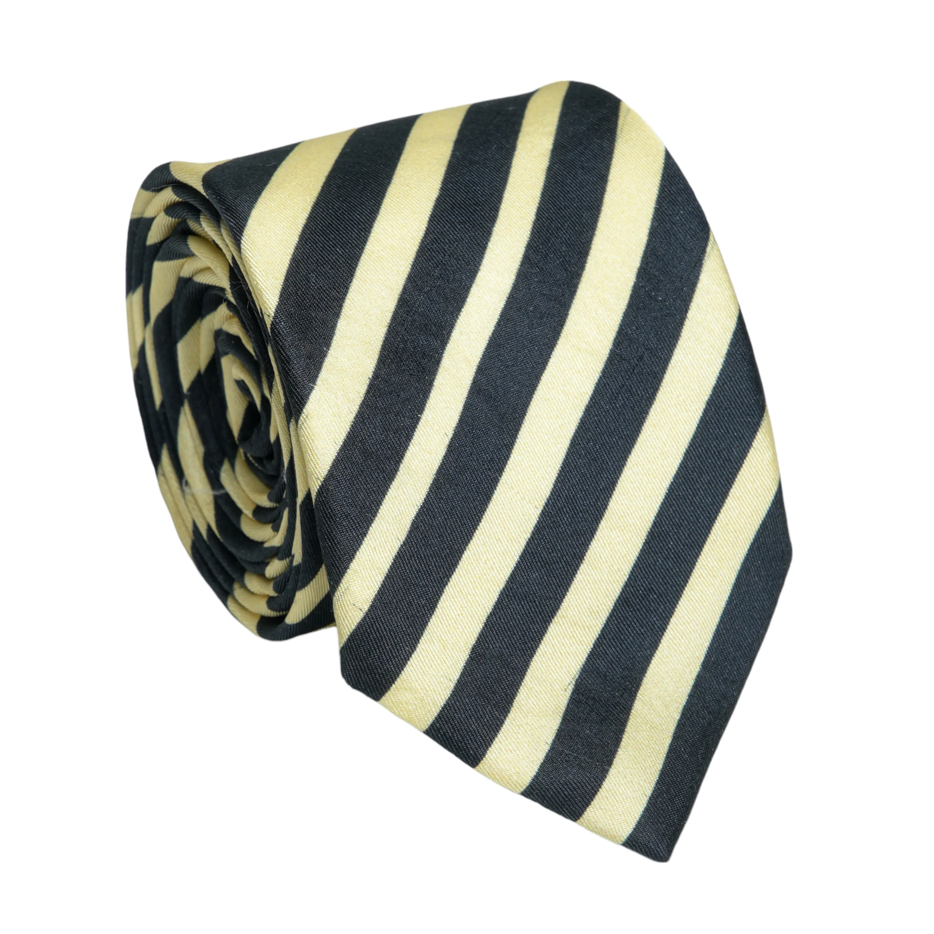 Chokore Off-White & Black Stripes Silk Necktie - Plaids Range