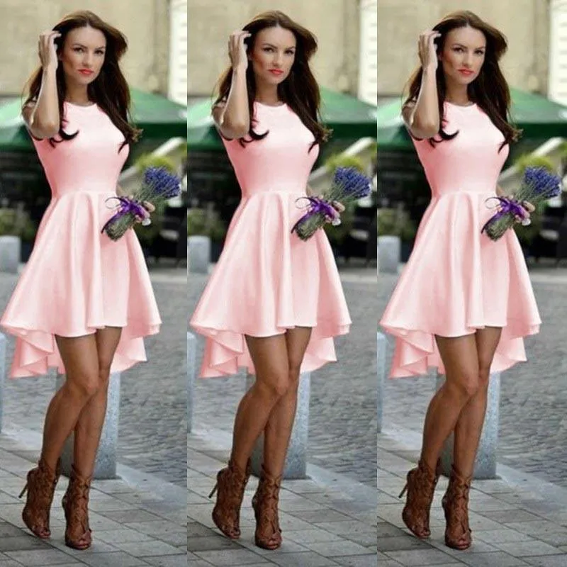 Clearance Pure Candy Color Irregular High Waist Short Dress