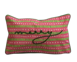 Cotton Slub Printed Merry Lumbar Pillow