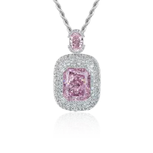 Crushed Ice Emerald Cut Pendant - Fancy Light Pink