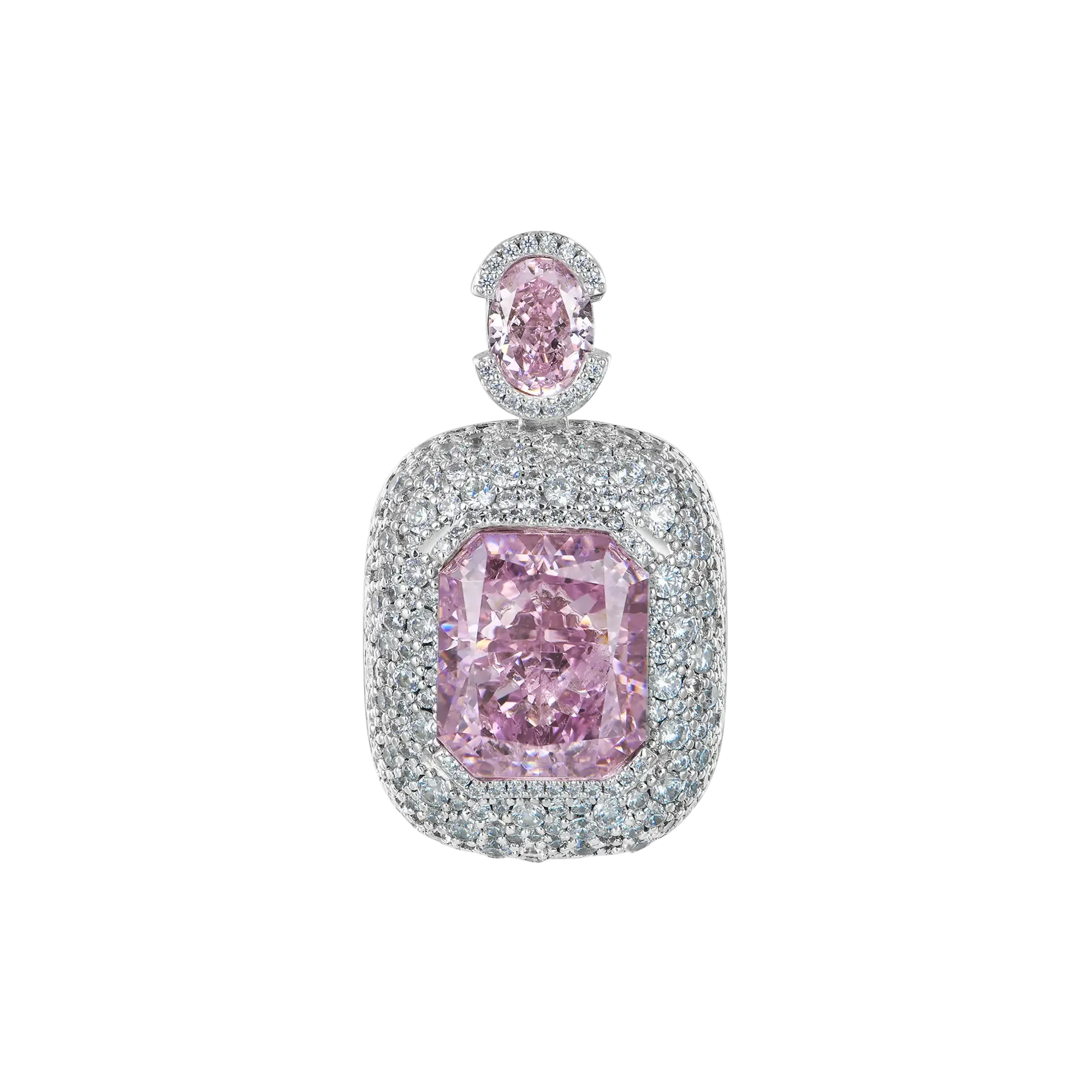 Crushed Ice Emerald Cut Pendant - Fancy Light Pink