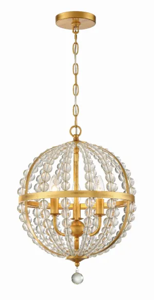 Crystorama ROX-A9003-GA Roxy 3 Light Chandelier - Antique Gold